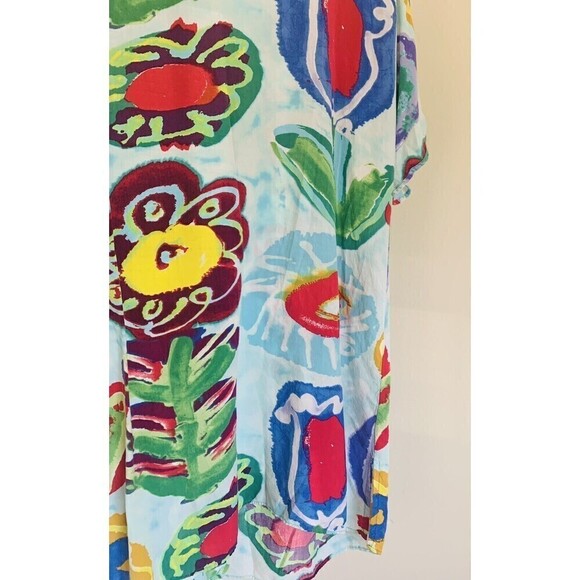 VTG Jams World Abstract Watercolor Big Floral Cut Out Shoulder Shift Dress XS - Picture 2 of 5